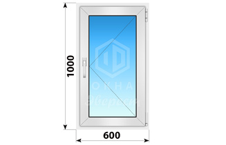 Поворотное пластиковое окно 600x1000