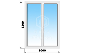 Двухстворчатое пластиковое окно 1000x1300 Г-Г