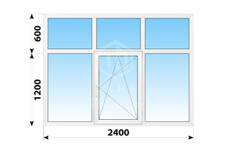Трехстворчатое пластиковое окно с глухой фрамугой 2400x1800 Г-ПО-Г